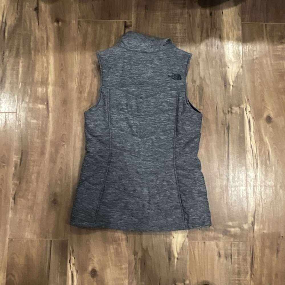 The North Face Vest Womens S Heather Blue Green Quilted Full Zip‎ Mock Neck Snap - Picture 5 of 6